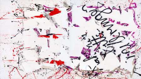 ter Hell · <strong>Binary occurrence</strong> [Binäres Geschehen] · 2018 · 280 x 460 cm · diptych · acrylic/spray/ink marker on canvas
