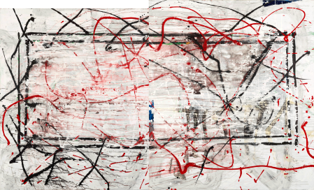 ter Hell · <strong>One Frame</strong> · 2018 · 230 x 380 cm · 2-part · acrylic/spray/ink marker on canvas
