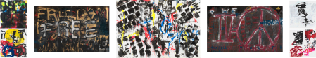 ter Hell · <strong>Schlussstein</strong> [Keystone] · 2006 · 7-part · 260 x 1300 cm · varnish, acrylic, spray on canvas