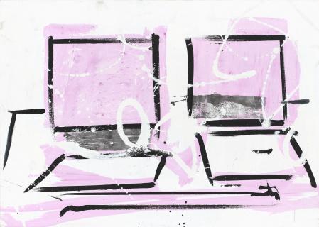 ter Hell · <strong>Desk</strong> · 2011 · 100 x 140 cm · acrylic, spray on canvas