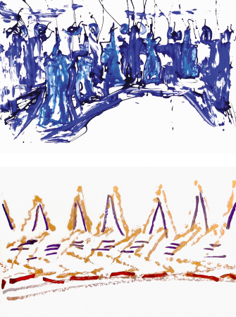 ter Hell · <strong>Clan | Reaction</strong> · 2016 · each 65 x 100 cm · acrylic on Bristol board