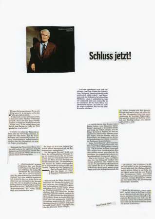 ter Hell · <strong>Schluss jetzt!</strong> [No more!] · from the collage series 'L'article' · SpiegelBox 1 (2011–2013) · 42 x 30 cm