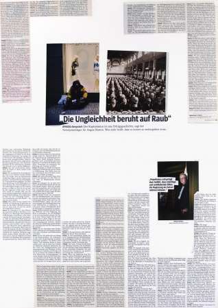 ter Hell · <strong>Die Ungleichheit beruht auf Raub</strong> [The inequality is based on robbery] · from the collage series 'L'article' · SpiegelBox 3 (2016–2017) · 65 x 45 cm